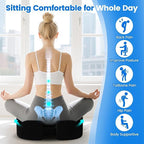 Seat Cushion with Carry Handle, Memory Foam for Tailbone/Sciatica Easing, Chair Cushions for Cars, Desks, Office Chair Cushion with Non-Slip Design, Ideal for Post-Surgery Recovery (Black)