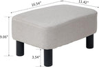 IBUYKE 16.54" Small Footstool, Linen Fabric Pouf, with Padded Seat Pine Wood Legs and Padded Rectangular Stool, for Bedroom, Linen RF-BD213