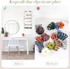 SNOWSTAR Flower Hair Claw Clip Organizer,Hanging Hair Clip Holder and Storage for Women Girls,Claw Clip Hanger Home Decor for Wall,Door,Closet