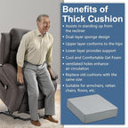 Shinnwa Gel Memory Foam Recliner Cushion for Elderly, Extra Large Seat Cushion, Dual-Layer Foam Chair Pad for Couch, Armchair, Wicker Chairs, Floor, 20 × 20 × 5in, Light Gray