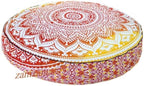 Indian Mandala Dorm Decor Yoga Mat Living Room Floor Cushion Cover Round Meditation Pillow Case Couch Case Pouf Cover Metallic Beach Throw Kids Bean Bag Case Pet Dog Bed Cover
