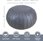 Thgonwid Handmade Storage Pouf Ottoman Foot Stool - Faux Suede Round Floor Cushion 21.6"x13" for Living Room, Bedroom, Wedding Decor, Unstuffed (Deep Grey)