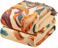 Boho Blanket for Bed 100% Cotton Bohemian Throw Blankets Ultra Soft Woven Muslin Decorative Blankets All Seasons Vintage Quilt Knitted Blanket for Sofa Chair(Orange, 90"x98")