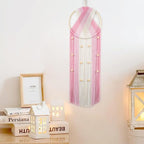 EOBTAIN Pink Macrame Wall Hanging Dream Catchers Pink and Beige Woven Tapestry Wall Art with Ombre Tassel, Boho Macrame Wall Decor for Bedroom Living Room Apartment Home,31.5L x9.84W Inch