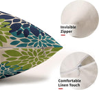 Navy Blue Green Teal Pillow Covers 12X20 Inch Set of 2, Modern Dahlia Floral Print Decorative Rectangle Throw Pillow Covers Outdoor Farmhouse Cushion Case for Home Couch Sofa Bed Decoration