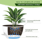 2 Pack 10 Inch Self Watering Hanging Planters for Indoor Plants, Large White Plastic Hanging Pots with Chains for Outdoor Patio Garden Home Decor (White)