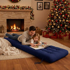 Long Floor Cushion Large Floor Cushion with Brushed Cotton 74.8 x 27.5 x 3.15 in Jumbo Lounger Pillow for Outdoor Indoor Bay Window Meditation Yoga Reading Sleeping(1 Pc,Navy Blue)