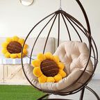 Coume 2 Pieces 3D Sunflower Flower Floor Pillow Seating Cushion Mat Sunflower Shaped Throw Pillow Yellow Chair Pads Decorative Plush for Bed Car Chair Sofa Office Gifts(15 Inch)