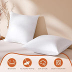 18x18 Feather Down Pillow Inserts Set of 2, Decorative Pillows with 100% Coton Cover, Throw Pillow for Bed, Couch and Sofa.