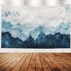 EMMTEEY Mountain Tapestry - Blue Mountains Watercolor Scene, 60x40, Perfect for Bedroom or Living Room