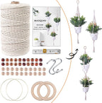 3 in 1 Macrame Kit for Beginners, 3mm x 220yards Cotton Macrame Cord, 3 DIY Macrame Plant Hanger Kits for Adults with Instructions Macrame Supplies Best for Macrame Plant Hanger Kit