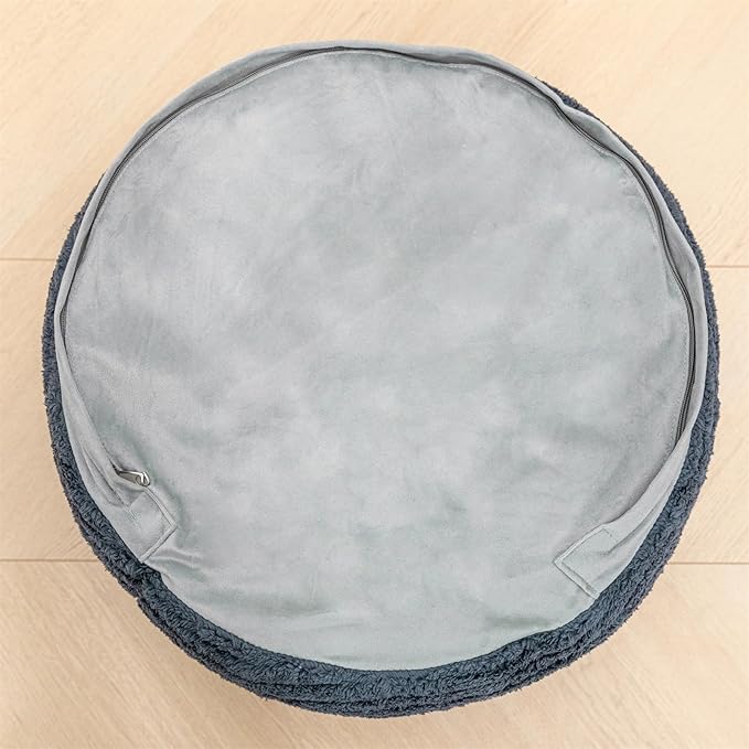 Unstuffed Pouf Ottoman Cover Handmade Footstool Ottoman Storage Solution Floor Pouf Footrest Cushion 20 Diameterx12Height Inches for Living Room Wedding Bedroom Gray No Filler