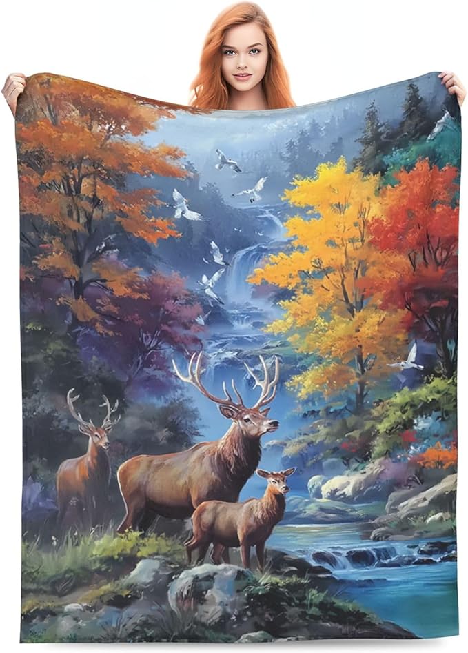 Animal Throw Blanket Soft Flannel Blanket 60"x50" in Bed Blanket Home Decor for Room Sofa Couch All Season