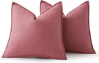 MIULEE Decorative Linen Euro Sham Pillow Covers 24x24 Cranberry Red Boho Farmhouse Neutral Couch Throw Pillows for Bed Pack of 2 Accent Modern Pillowcase Sofa Livingroom Home Decor