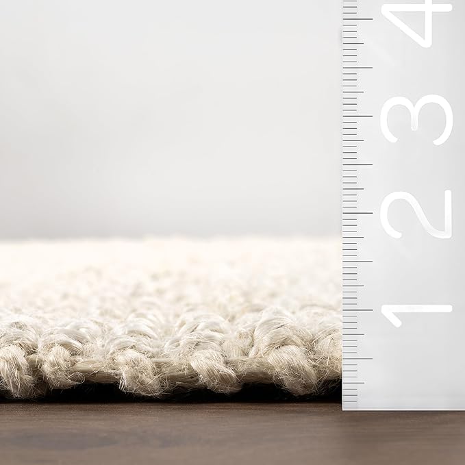 Nuloom Daniela Off-White, 2'6" x 14', Handmade, Jute, Tassel, Soft and Textured, High Traffic, Stain Resistant, Easy Clean, Durable Runner for Bedroom, Living Room, Dining Space, Foyer, Entryway