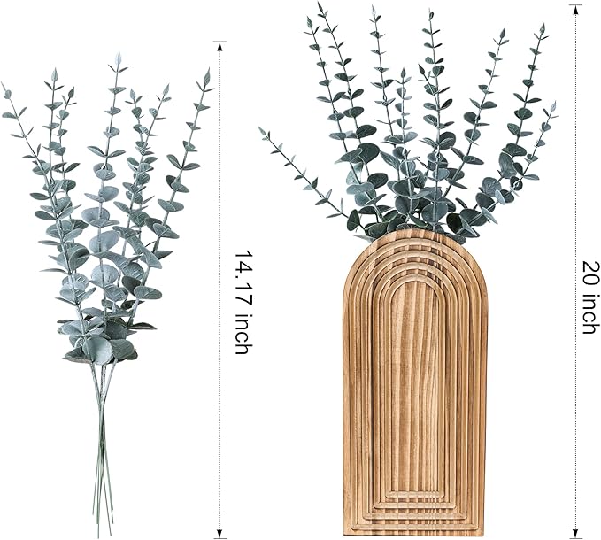 DREAMLOOM 2 Pack Wooden Wall Vases with Eucalyptus Artificial Plants, Wall Hanging Planters Boho Modern Farmhouse Indoor for Narrow Spaces Entryway Bathroom Home Office Decoration, Retro