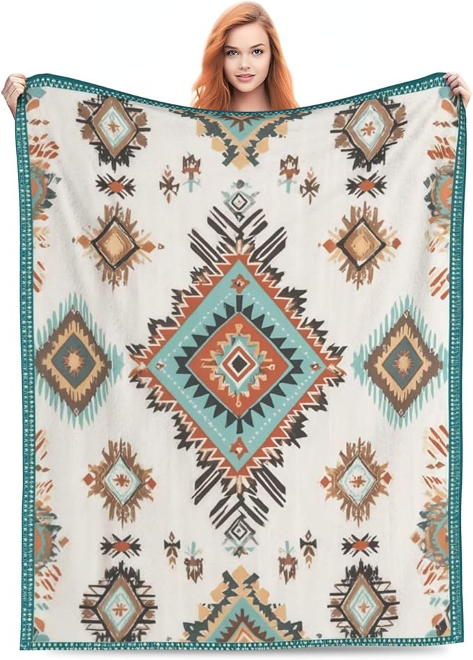 Boho Throw Blanket Soft Flannel Blanket 60"x50" in Bed Blanket Home Decor for Room Sofa Couch All Season