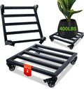 2 Pack 14 Inch Metal Plant Caddy with Wheels, Square Rolling Plant Stand Heavy Duty Indoor Outdoor Planter Dolly, Plant Pot Mover for Large Flower Pots and Planters, 400 Lbs