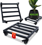 2 Pack 14 Inch Metal Plant Caddy with Wheels, Square Rolling Plant Stand Heavy Duty Indoor Outdoor Planter Dolly, Plant Pot Mover for Large Flower Pots and Planters, 400 Lbs