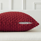 Kevin Textile 14x36 Inch Long Lumbar 1 Pack Valentines Decorative Throw Pillow Cover Soft Striped Corduroy Rectangle Cushion Case Farmhouse Solid Color Accent for Living Room Couch Sofa Bed, Burgundy