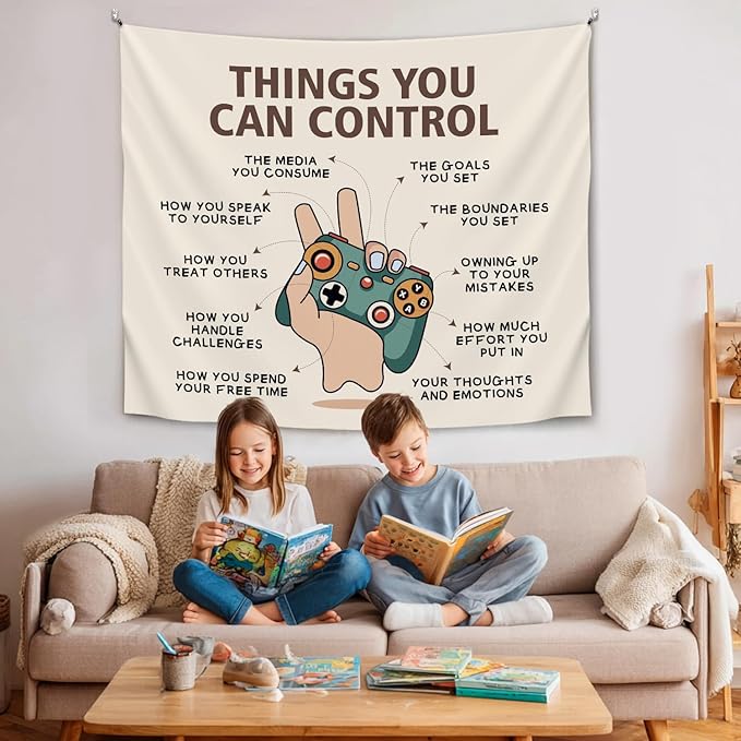 Forola Positive Wall Tapestry-Things You Can Control Mental Health Reminder Banner,Soft Flannel Tapestry Wall Hanging Decor for Bedroom,Teen Room Decor 51x59 Inch(Colorful-Control04)