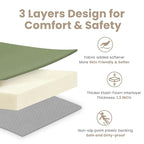 Baby Play Mat 50x50 Inches,1.3" Thick Padded Waterproof Floor Cushion & Playpen Mat with Vegan Leather,Non-Slip & Non-Toxic Nursery Rug for Infants, Toddlers & Kids(Green)