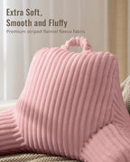 Blissful Diary Reading Pillow for Sitting in Bed, Flannel Back Pillow Bed Sitting Up for Adult & Children, Backrest Cushion for Sit Up in Couch or Floor, Dorm Essentials, Plush Pink