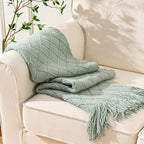 BATTILO HOME Sage Green Throw Blanket for Couch, Boho Bed Throws for Home Decor, Light Blue Throw Blanket for Sofa Living Room, 50"x60"