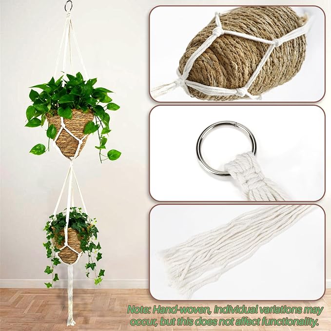 Macrame Plant Hanger - 5 PCS Hanging Planters for Indoor Plants Outdoor Decorative Flower Pot Holder Wall Decor Living Room Boho Home Decor Set of 5 35"/41"/55" 3 Size Pots Not Included