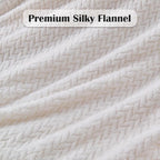 NEWCOSPLAY Super Soft Throw Blanket Ivory Premium Silky Flannel Fleece Leaves Pattern Lightweight Bed Blanket All Season Use (Ivory, Throw(50"x60"))