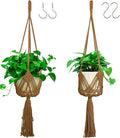 Hanging Planter with Patterns,2Pcs Macrame Plant Holder Rope with S Shaped Hooks,Indoor Macrame for up to 8 inch Pot Crochet,Boho Plant Hanger Holder for Indoor Outdoor
