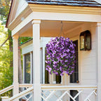 INQCMY Artificial Fake Hanging Flowers Plants with Basket for Spring Summer Outdoor Decoration,Faux Silk Begonia in Planter UV Resistant Look Real for Home Porch Yard Patio Balcony Decor