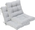 QILLOWAY Outdoor Seat/Back Chair Cushion Tufted Pillow, Spring/Summer Seasonal Replacement Cushions - Set of 2 (Silver/Grey)
