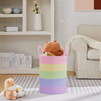 VIPOSCO Large Laundry Hamper, Tall Woven Rope Storage Basket for Blanket, Toys, Dirty Clothes in Living Room, Bathroom, Bedroom - 58L Rainbow