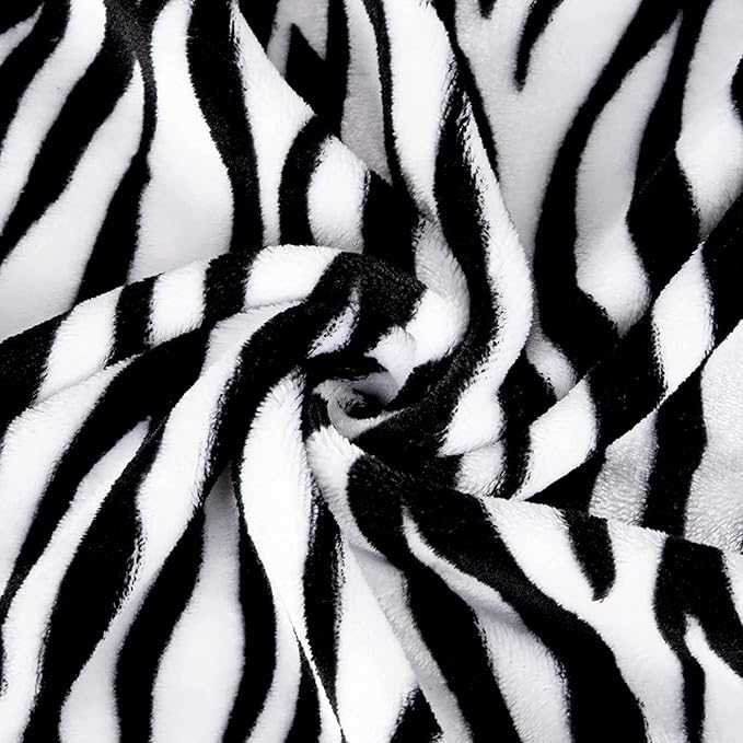 MACEVIA Flannel Fleece Throw Blanket for Couch, Zebra Blanket Black and White for Adult, Lightweight Warm Cozy Soft Blanket for Bed Sofa 260GSM, Suitable for All Seasons (Black Zebra,50x60inches)