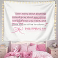 LIANGW Cute Pink Christian Tapestry Aesthetic for Bedroom, Dorm Decor for College Girls,Coquette Preppy Room Decor for Teen Girls & Women, Bible Verses Tapestries Wall Hanging 50x60 inche