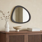 WallBeyond Asymmetrical Mirror, Irregular Wall Mirror, Wall Mirrors Decorative for Bedroom Living Room Entryway Hall, Wood Mirror for mid Century Modern Decor 23" H x 19" W, Black