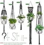 Macrame Plant Hangers 5Pack, Handmade Cotton Rope Hanging Planters for Indoor Plants w/ 5 Set Hooks Hanging Plant Holders Plant Hanger Indoor for Boho Home Decor (Black, Planter Pot Not Included)