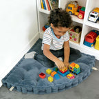 Fan-Shaped Floor Cushion Corner Nook Floor Pillow, Meditation Cushion for Sitting or Yoga, Kids Play Cushions Thick for Indoor or Outdoor Seating 28"*28" Blue