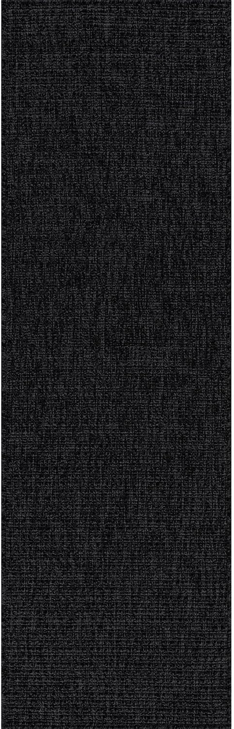 Beverly Rug Easy Jute Runner Rug 2x7 Solid Washable Durable Outdoor Indoor Area Rugs for Living Dining Room Patio Office Stain Resistant Non Shedding Casual Indoor Outside Carpet 2 x 7 Dark Gray