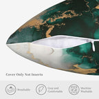 Emerald Green Gold Marble Pillow Covers 18x18 Set of 2, Green and Gold Modern Abstract Throw Pillow Covers Outdoor Decorative Pillow Case for Couch Bed Sofa Cushion Home Decor