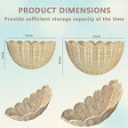 Scalloped Wall Basket, 2pcs Hand Woven Hanging Wicker Wall Baskets Set, Scalloped Rattan Wall Storage & Decor for Home, Bathroom, Kitchen, Living Room (16 x 12 x 7 & 14 x 8 x 6 Inch)
