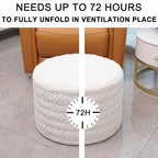 Asuprui Round Footstool Ottoman, 20x14 Inches Multi-Functional Modern Foot Stool,Floor Poufs, Sofa Footrest Extra Seating for Living Room, Entryway, Hallways and Bedrooms (Ivory)