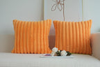 JOJUSIS Pack of 2 Faux Fur Plush Decorative Throw Pillow Covers Couch Cushion Case Soft Pillowcases (Orange, 20 x 20-Inch)