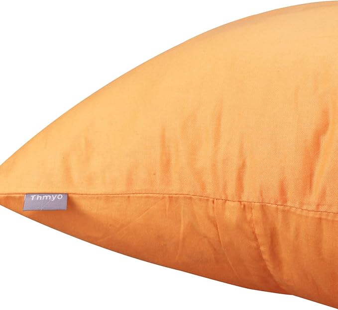 4-Pack 100% Cotton Comfortable Solid Decorative Throw Pillow Case Square Cushion Cover Pillowcase Sublimation Blank Pillow Cover Halloween DIY Fall Throw Pillowcase(16x16inch/40x40cm,Pumpkin Orange)