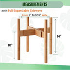 Plant Stand Indoor - Corner, Table and Floor Planter Holder - Adjustable, Durable Bamboo Wood - Fits 8, 10, 12-inch Dia Small, Mid-Large, Tall or Short Pot Sizes