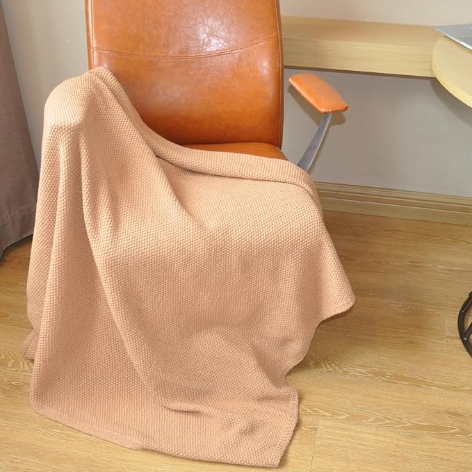 Throw Blanket for Couch,Soft Cozy Cable Knit Throw for Bed Sofa Chair Living Room,Lightweight Warm Maximalist Decor Christmas Blanket,55"x60",Tan