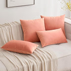 MIULEE Velvet Throw Pillow Covers 18x18 Inch, Pack of 2 - Coral Red, Soft Solid Decorative Pillow Covers Cushion Cases Modern Luxury Home Decor for Spring Couch Sofa Bedroom Livingroom