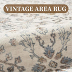 MontVoo-Vintage Area Rug 8X10 Beige for Living Room - Soft Distressed Printed Carpet for Bedroom - Non Slip, Machine Washable for Dining Room, Bedside, Office