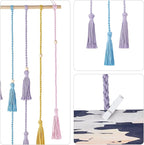 Mkono Hanging Photo Display Boho Macrame Wall Decor with Light, Teen Girl Teenage Gifts, Pictures Cards Frame Holder Art Hanger for Christmas Birthday Party Bedroom Dorm, with 30 Wood Clips, Multi